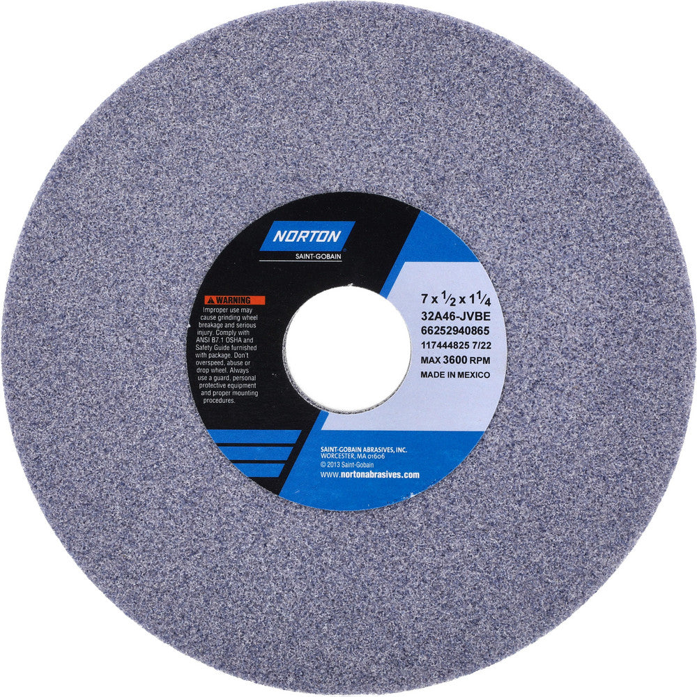 Norton 66252940865 Surface Grinding Wheel 7" Dia, 1/2" Thick, 1-1/4" Hole, 46 Grit, J Hardness