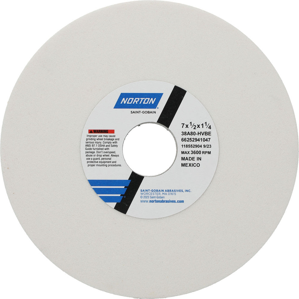 Norton 66252941047 Surface Grinding Wheel 7" Dia, 1/2" Thick, 1-1/4" Hole, 80 Grit, H Hardness