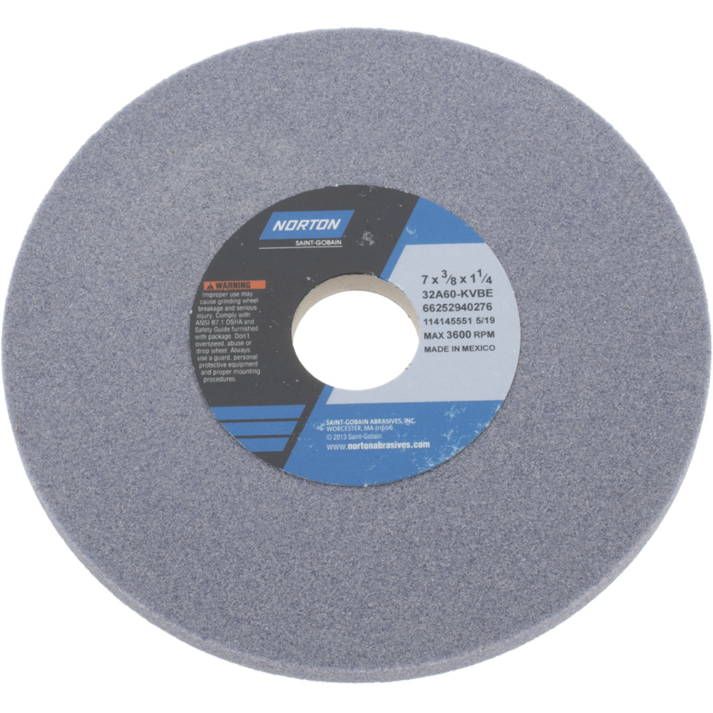Norton 66252940276 Surface Grinding Wheel 7" Dia, 3/8" Thick, 1-1/4" Hole, 60 Grit, K Hardness