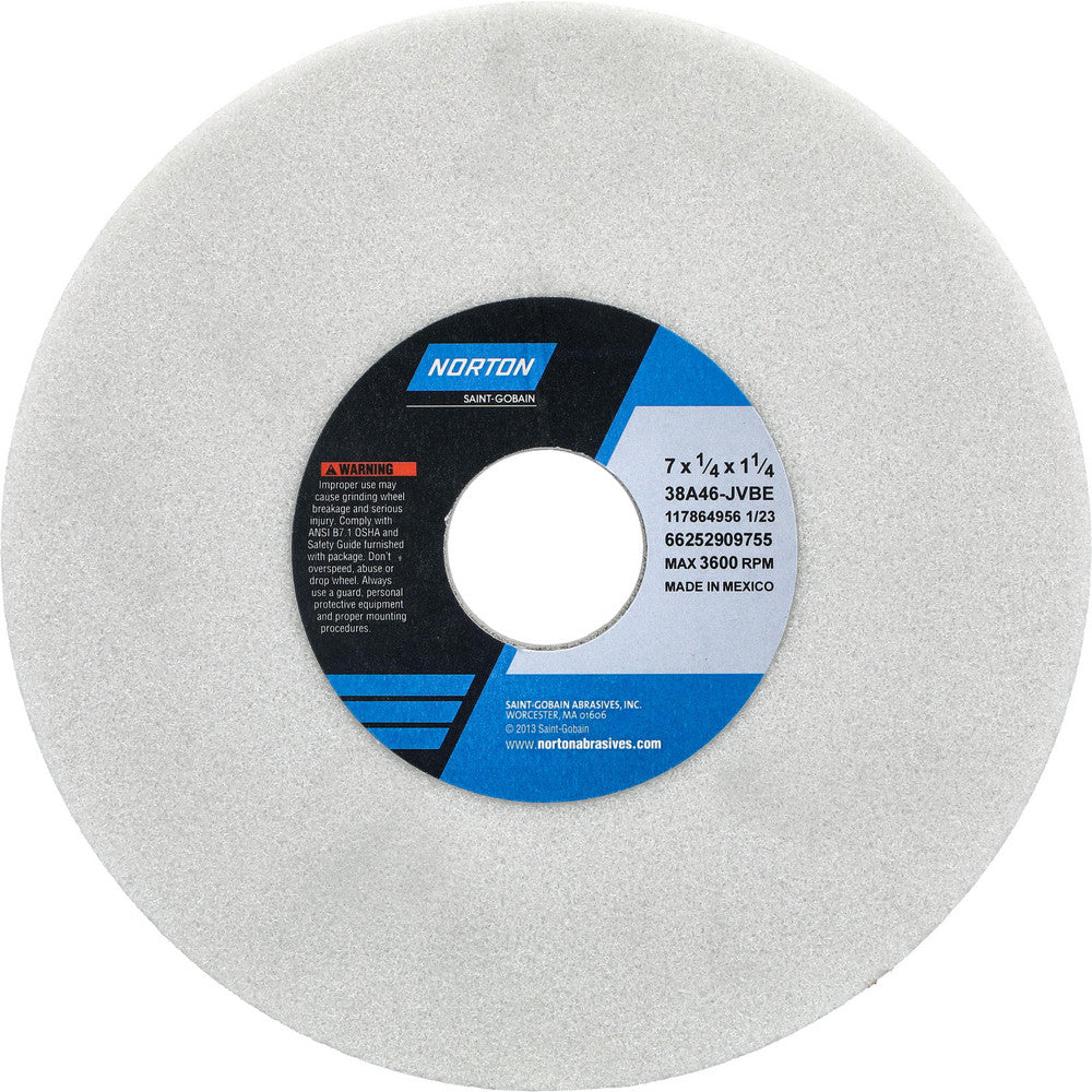 Norton 66252909755 Surface Grinding Wheel 7" Dia, 1/4" Thick, 1-1/4" Hole, 46 Grit, J Hardness