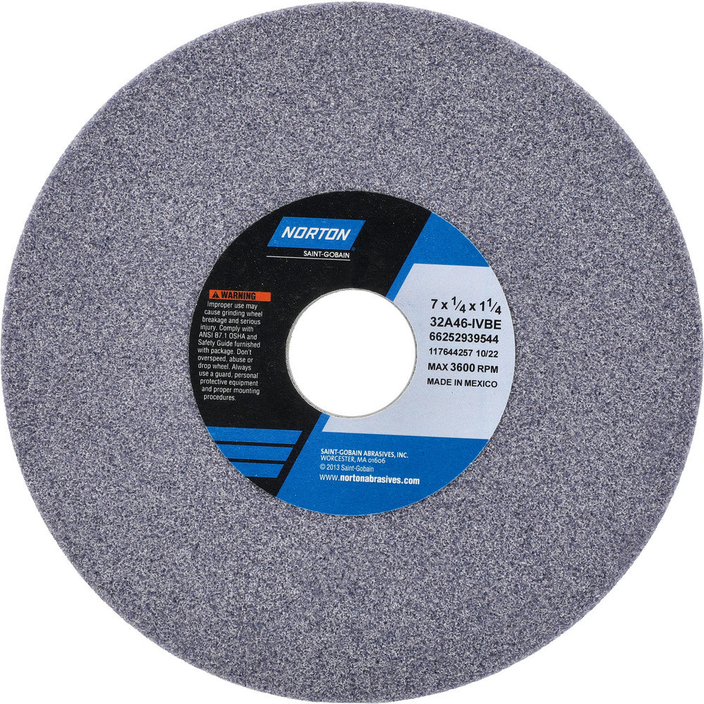 Norton 66252939544 Surface Grinding Wheel 7" Dia, 1/4" Thick, 1-1/4" Hole, 46 Grit, I Hardness