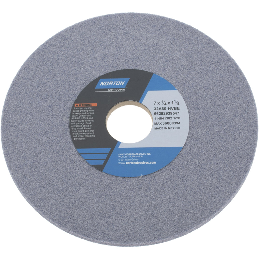 Norton 66252939547 Surface Grinding Wheel 7" Dia, 1/4" Thick, 1-1/4" Hole, 60 Grit, H Hardness