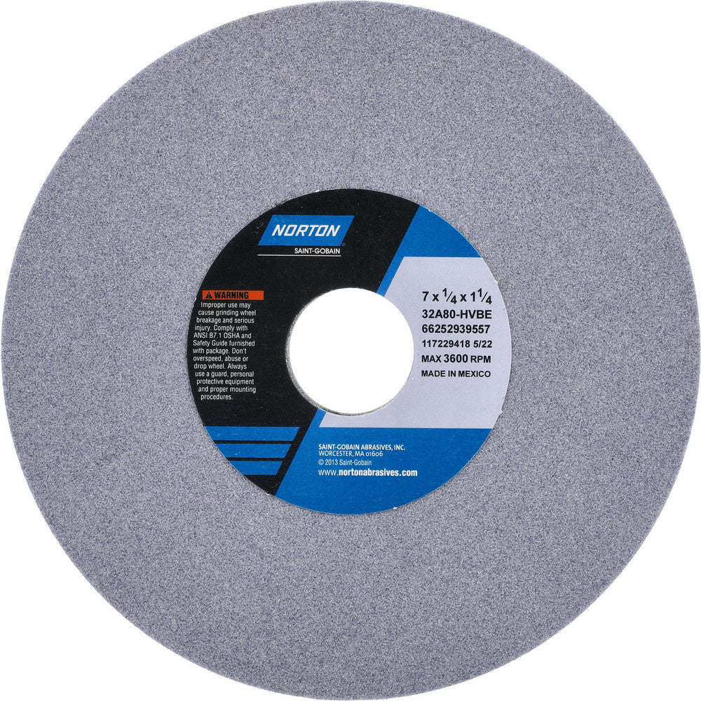 Norton 66252939557 Surface Grinding Wheel 7" Dia, 1/4" Thick, 1-1/4" Hole, 80 Grit, H Hardness