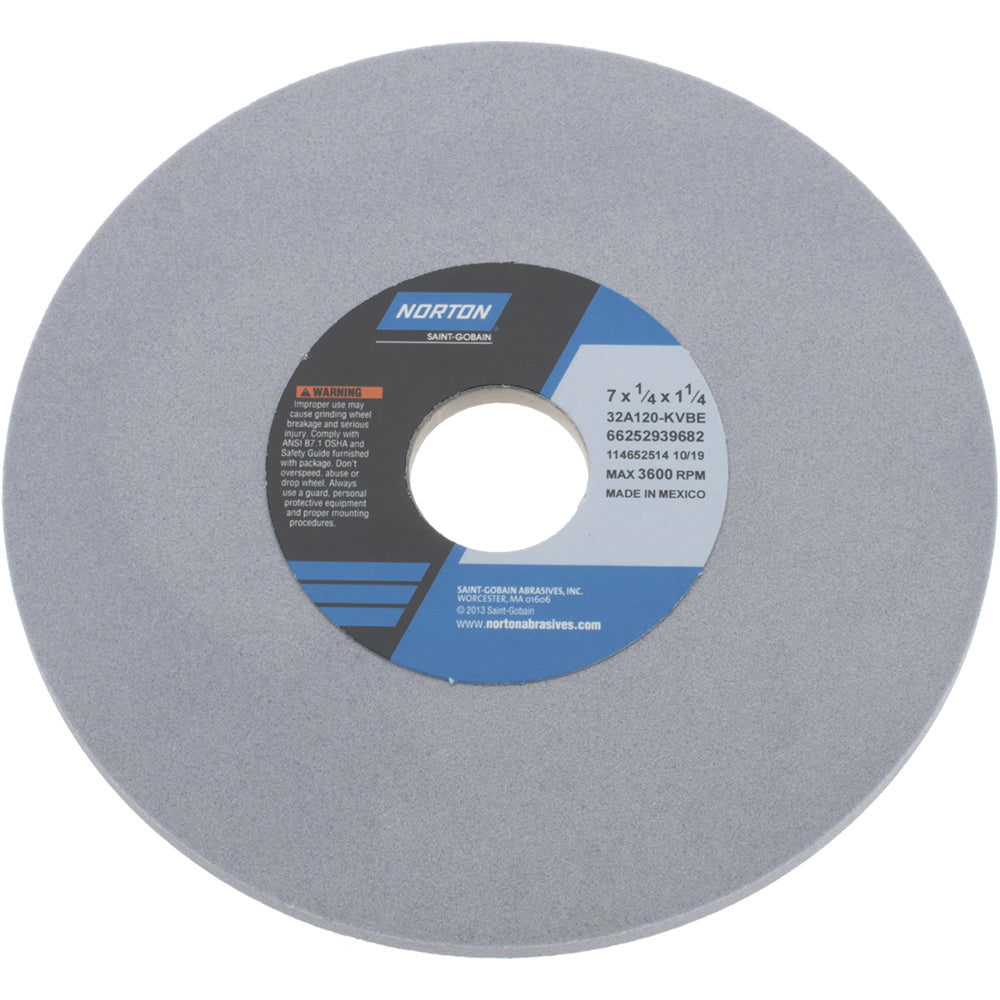 Norton 66252939682 Surface Grinding Wheel 7" Dia, 1/4" Thick, 1-1/4" Hole, 120 Grit, K Hardness