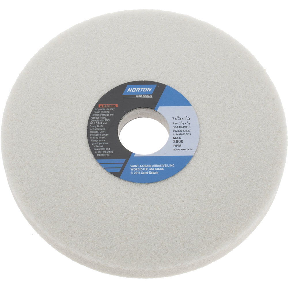 Norton 66252942222 Surface Grinding Wheel 7" Dia, 3/4" Thick, 1-1/4" Hole, 46 Grit, I Hardness