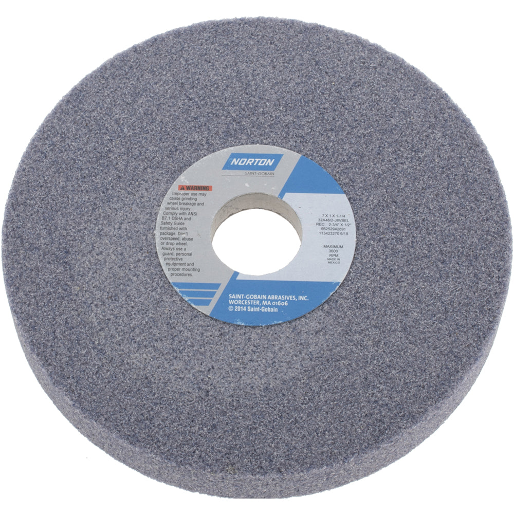 Norton 66252942691 Surface Grinding Wheel 7" Dia, 1" Thick, 1-1/4" Hole, 46 Grit, I Hardness
