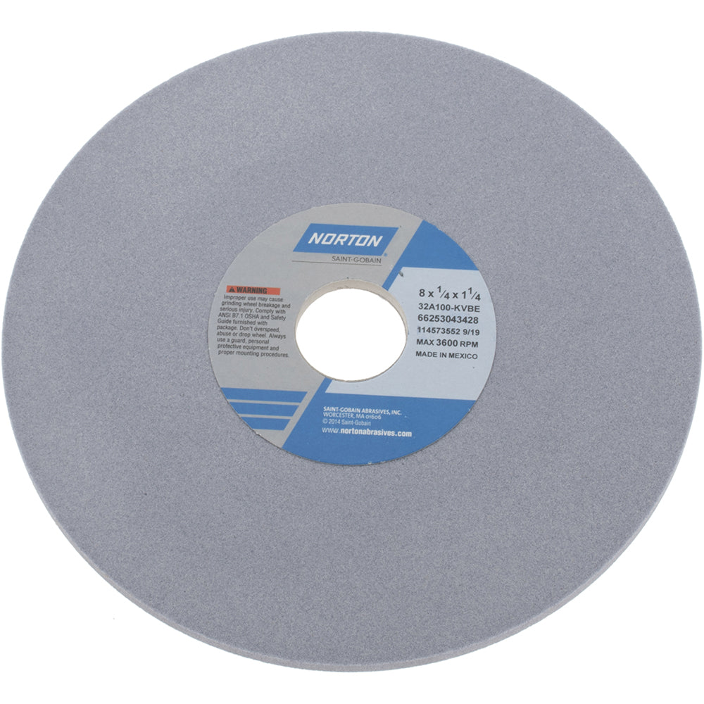 Norton 66253043428 Surface Grinding Wheel 8" Dia, 1/4" Thick, 1-1/4" Hole, 100 Grit, K Hardness