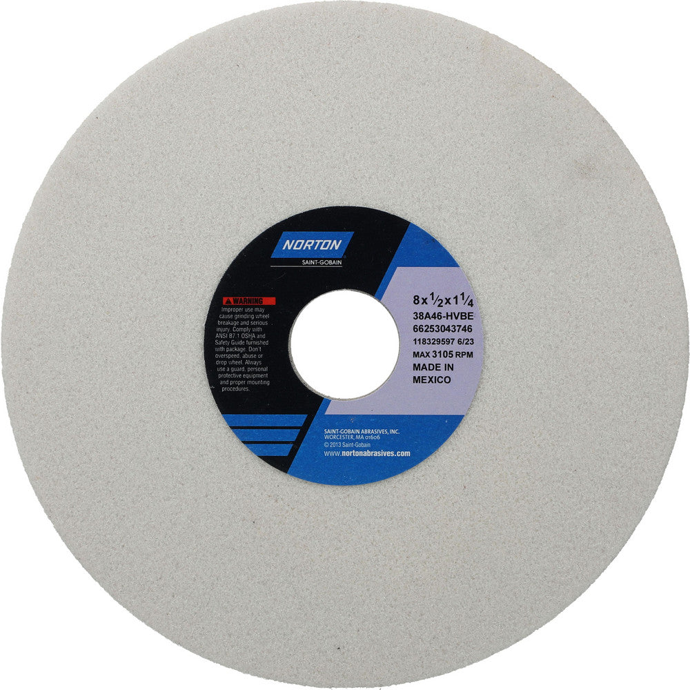 Norton 66253043746 Surface Grinding Wheel 8" Dia, 1/2" Thick, 1-1/4" Hole, 46 Grit, H Hardness