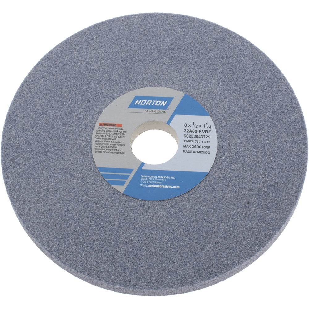 Norton 66253043729 Surface Grinding Wheel 8" Dia, 1/2" Thick, 1-1/4" Hole, 60 Grit, K Hardness