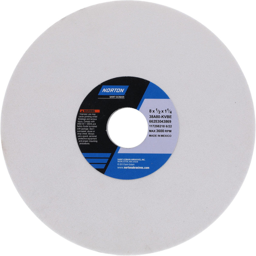 Norton 66253043869 Surface Grinding Wheel 8" Dia, 1/2" Thick, 1-1/4" Hole, 80 Grit, K Hardness