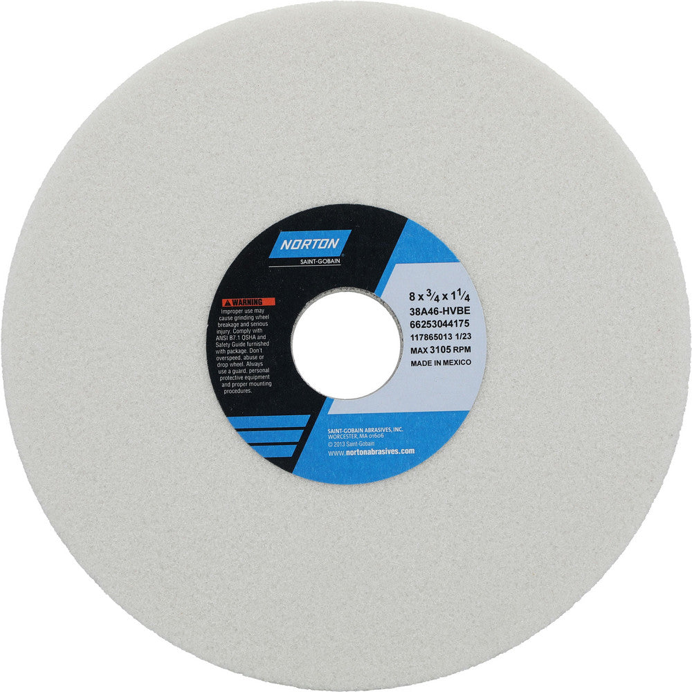 Norton 66253044175 Surface Grinding Wheel 8" Dia, 3/4" Thick, 1-1/4" Hole, 46 Grit, H Hardness