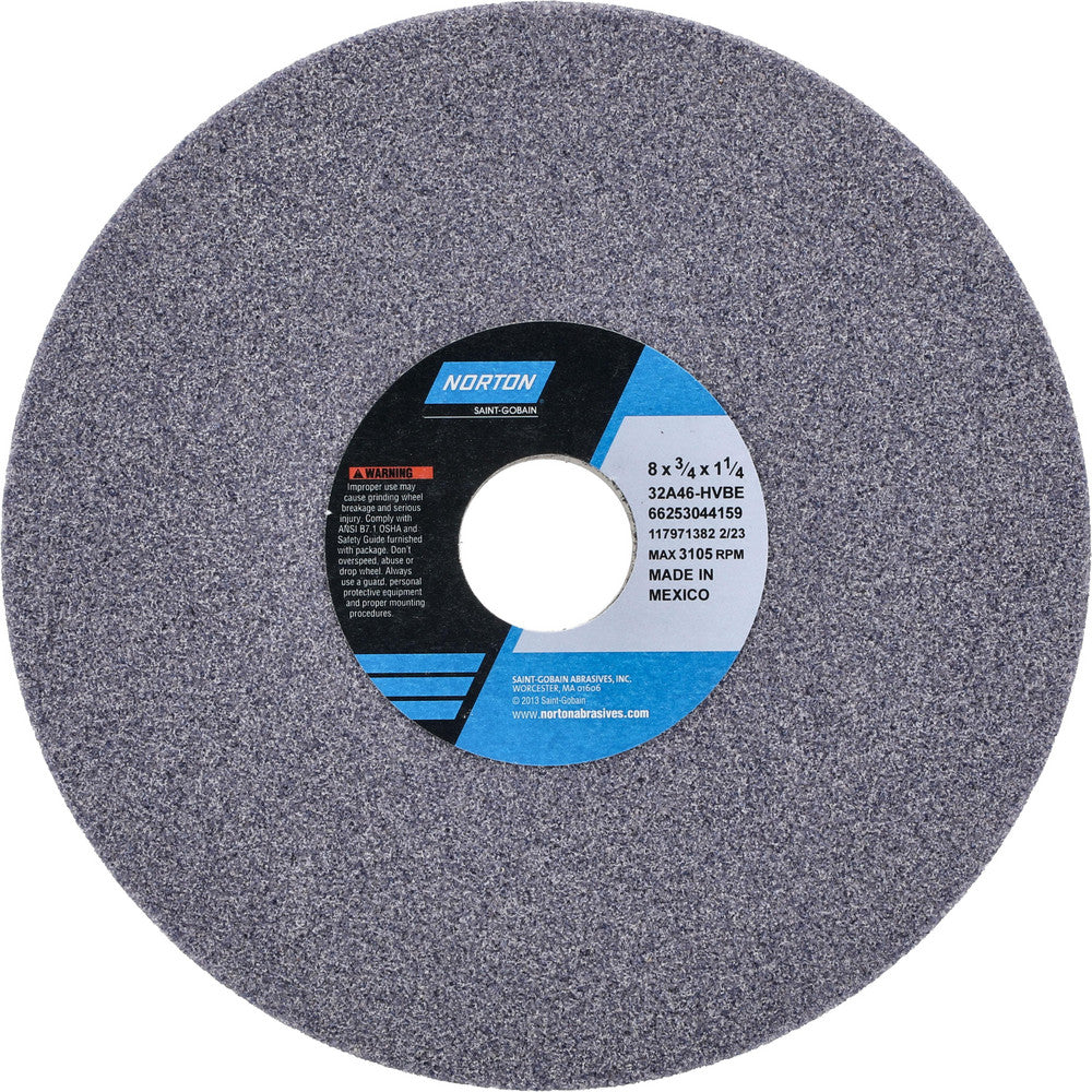Norton 66253044159 Surface Grinding Wheel 8" Dia, 3/4" Thick, 1-1/4" Hole, 46 Grit, H Hardness