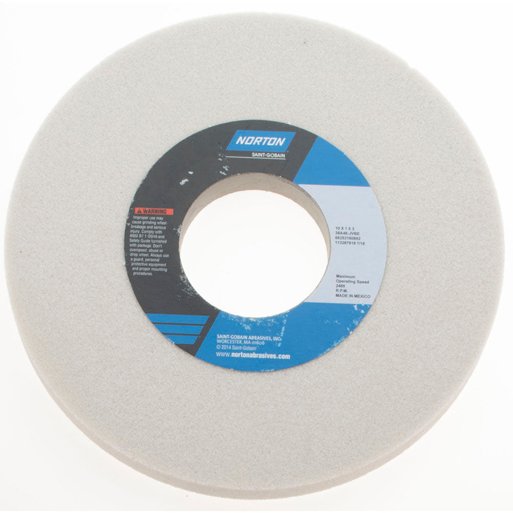 Norton 66253160892 Surface Grinding Wheel 10" Dia, 1" Thick, 3" Hole, 46 Grit, J Hardness