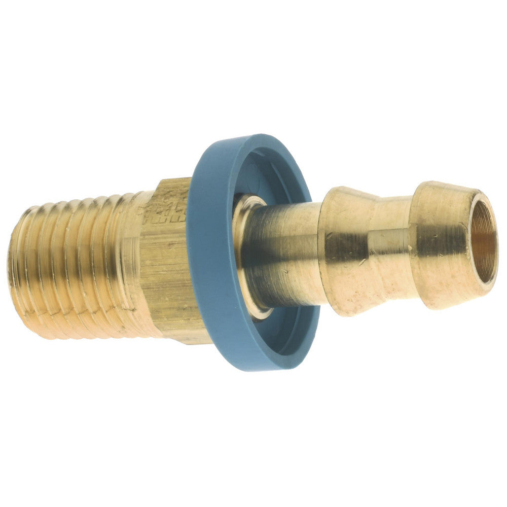 Eaton 10006B-104 Barbed Push-On Hose Male Connector 1/4-18 NPT, Brass, 3/8" Barb