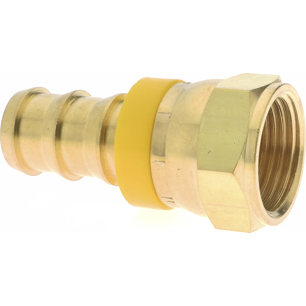 Eaton 10012B-612 Barbed Push-On Hose Female Connector 1-1/16-12 UNF, Brass, 3/4" Barb