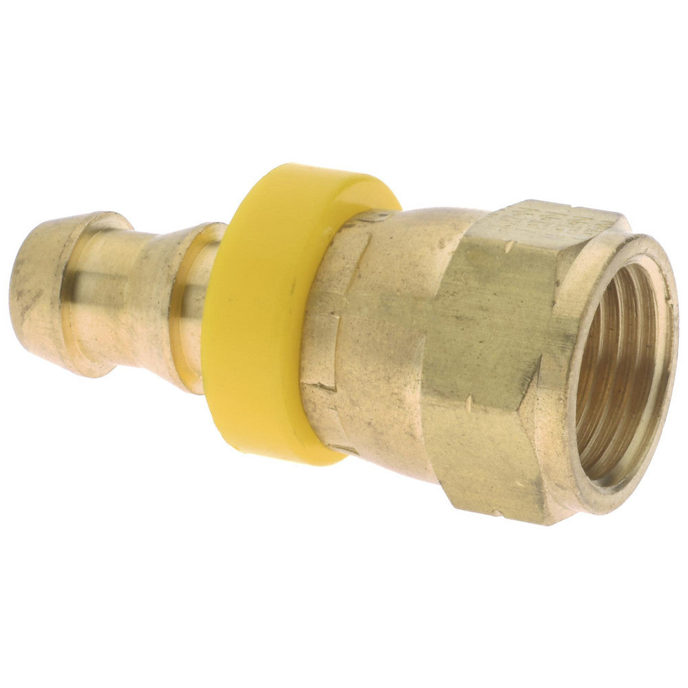 Eaton 10006B-406 Barbed Push-On Hose Female Pipe Swivel 5/8-18 UNF, Brass, 3/8" Barb