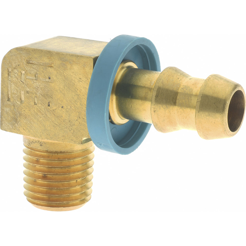 Eaton 10006B-C04 Barbed Push-On Hose Male Elbow 1/4-18 NPT, Brass, 3/8" Barb