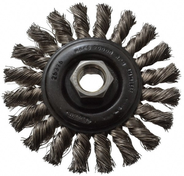 Osborn 0002671700 Wheel Brush 4" Wheel Dia, 3/8" Face Width, 0.0140" Wire Dia, Knotted