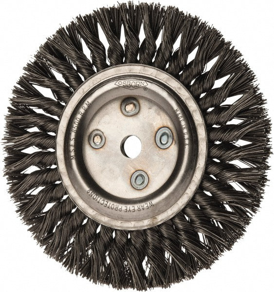Osborn 0002674900 Wheel Brush 8" Wheel Dia, 5/8" Face Width, 0.0250" Wire Dia, Knotted