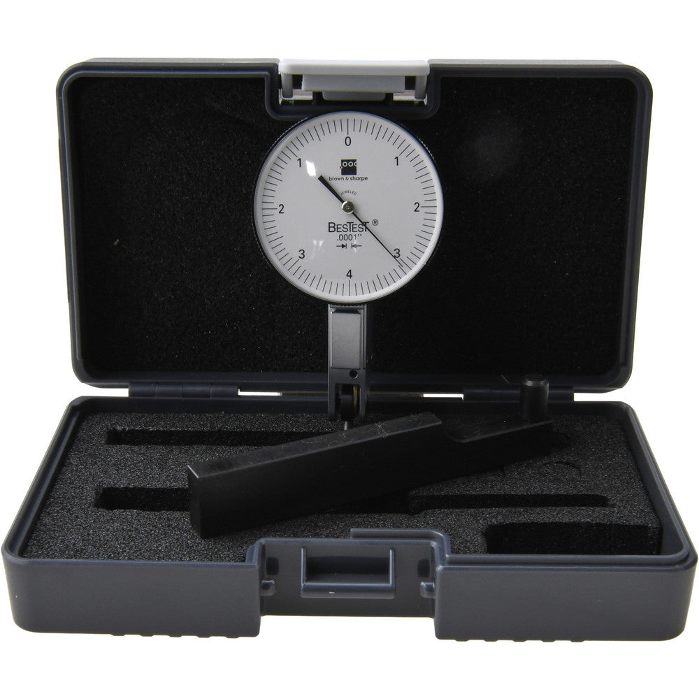 TESA Brown & Sharpe 599-7023-3 Horizontal Dial Test Indicator 0.0080" Max, 0-5-0 Dial Reading, 0.000100" Accuracy