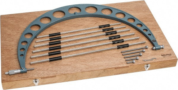 Mitutoyo 104-202 Mechanical Interchangeable Anvil Micrometer 18 to 24" Range, 6 Anvils
