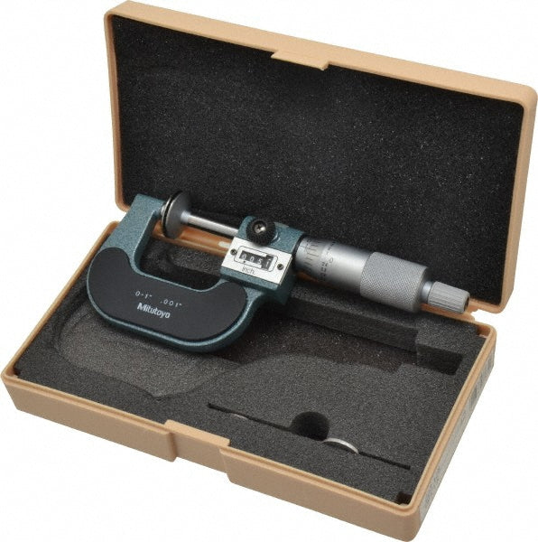 Mitutoyo 223-125 0 to 1 Inch, 0.001 Inch Graduation, Ratchet Stop Thimble, Mechanical Disc Micrometer