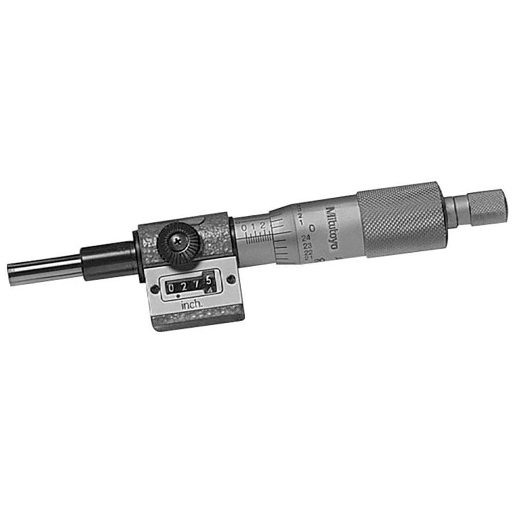 Mitutoyo 250-312 1", 18mm Ratchet Stop Thimble, 6.35mm Dia x 27mm Long Spindle, Digital Counter Mechanical Micrometer Head