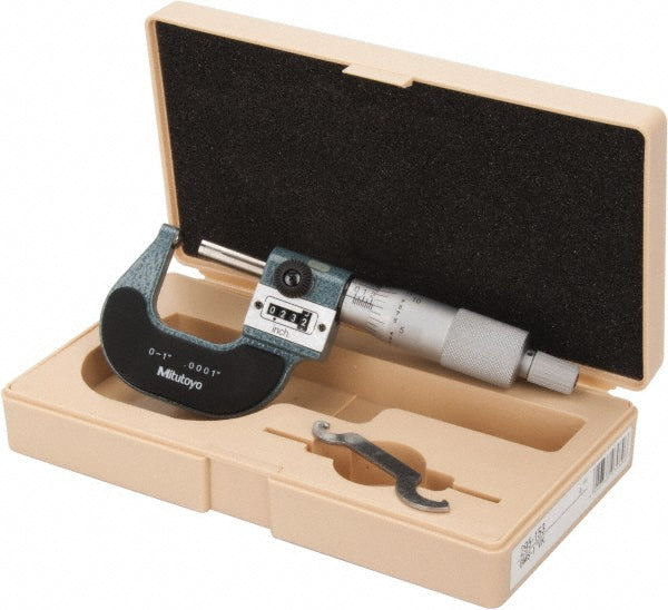 Mitutoyo 295-153 1 Inch Max Measurement, 0.0001 Inch Graduation, Spherical Face Micrometer