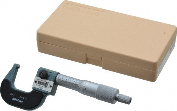 Mitutoyo 295-253 1 Inch Max Measurement, 0.0001 Inch Graduation, Spherical Face Micrometer