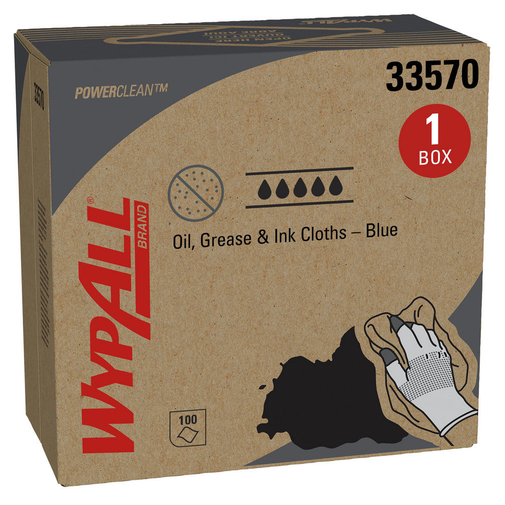 WypAll 33570 Oil, Grease & Ink Cloths (33570), Pop-Up Box, Lint-Free Towels, Blue