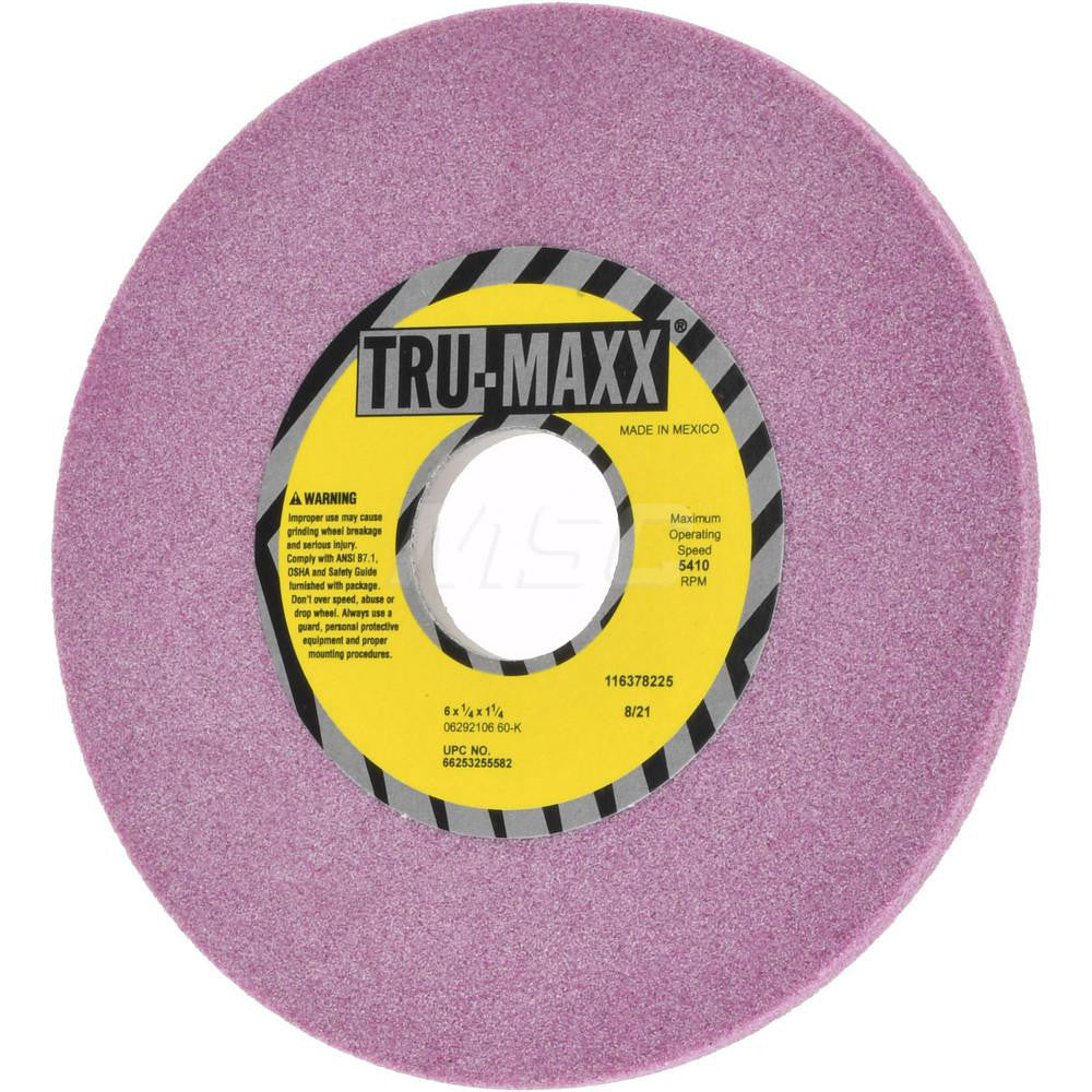 Tru-Maxx 66253255582 Surface Grinding Wheel 6" Dia, 1/4" Thick, 1-1/4" Hole, 60 Grit, K Hardness