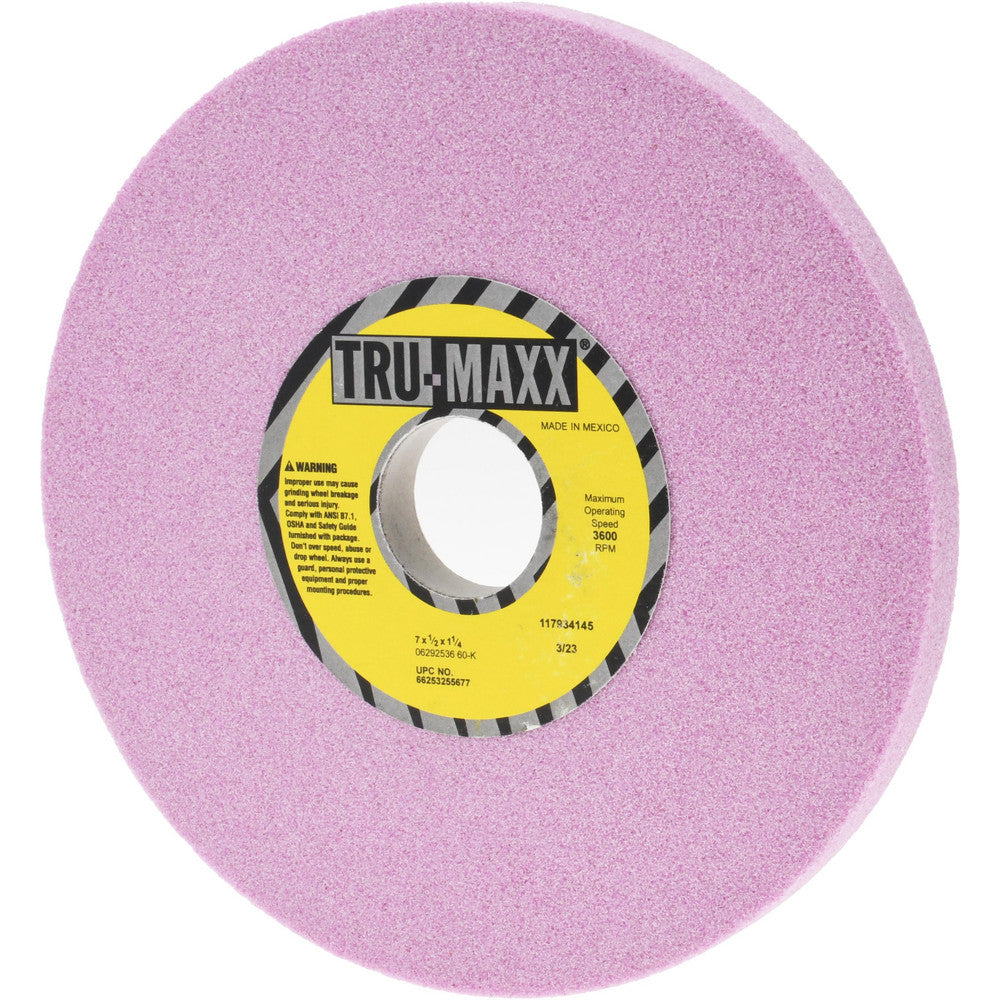 Tru-Maxx 66253255677 Surface Grinding Wheel 7" Dia, 1/2" Thick, 1-1/4" Hole, 60 Grit, K Hardness