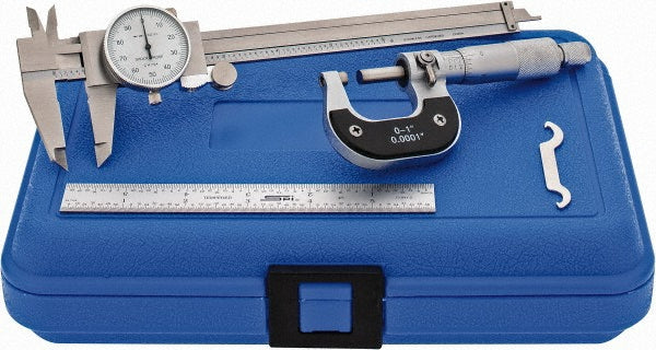 Value Collection 0636704 IN CASE Machinist Caliper & Micrometer Kit 3 pc