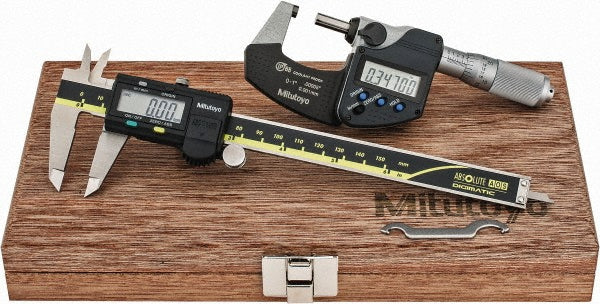Mitutoyo 64PKA077B Machinist Caliper & Micrometer Kit 4 pc, 0 to 150 mm Caliper, 0 to 25.4 mm Micrometer
