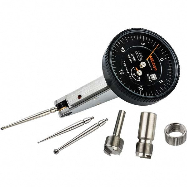 Mitutoyo 513-446-16A Horizontal Dial Test Indicator 0.0600" Max, 0-15-0 Dial Reading, 0.000500" Accuracy