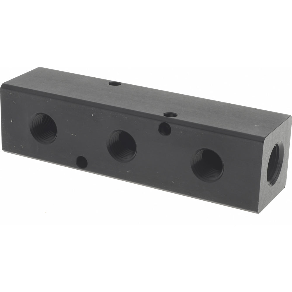 POLYCONN PCM20-250-03BW Manifold 3/8" Inlet, 1/4" Outlet, 2 Inlet Ports, 3 Outlet Ports, 4.75" OAL, 1.25" OAW, 1-1/4" OAH
