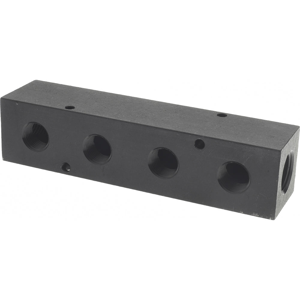 POLYCONN PCM30-375-04BW Manifold 1/2" Inlet, 3/8" Outlet, 2 Inlet Ports, 4 Outlet Ports, 6.25" OAL, 1.5" OAW, 1-1/2" OAH