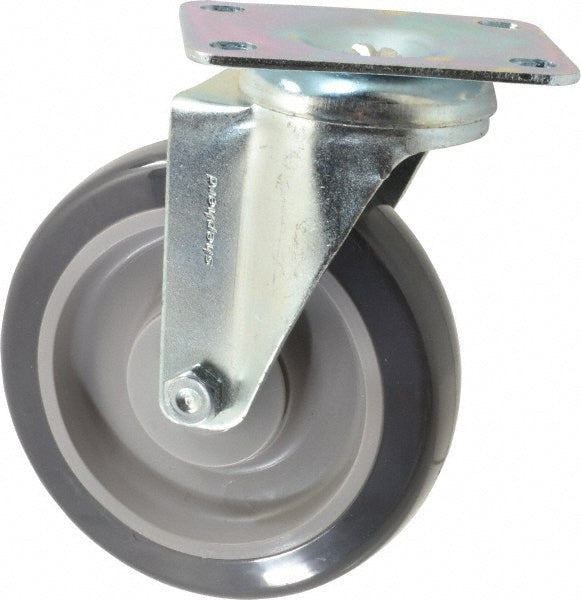 Shepherd 110498 Swivel Top Plate Caster Polyurethane, 5" Wheel Dia, 1-1/4" Wheel Width, 225 lb Capacity, 6-1/4" OAH