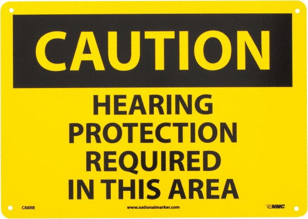 AccuformNMC C88RB Accident Prevention Sign Rectangle, "Caution, HEARING PROTECTION REQUIRED IN THIS AREA"