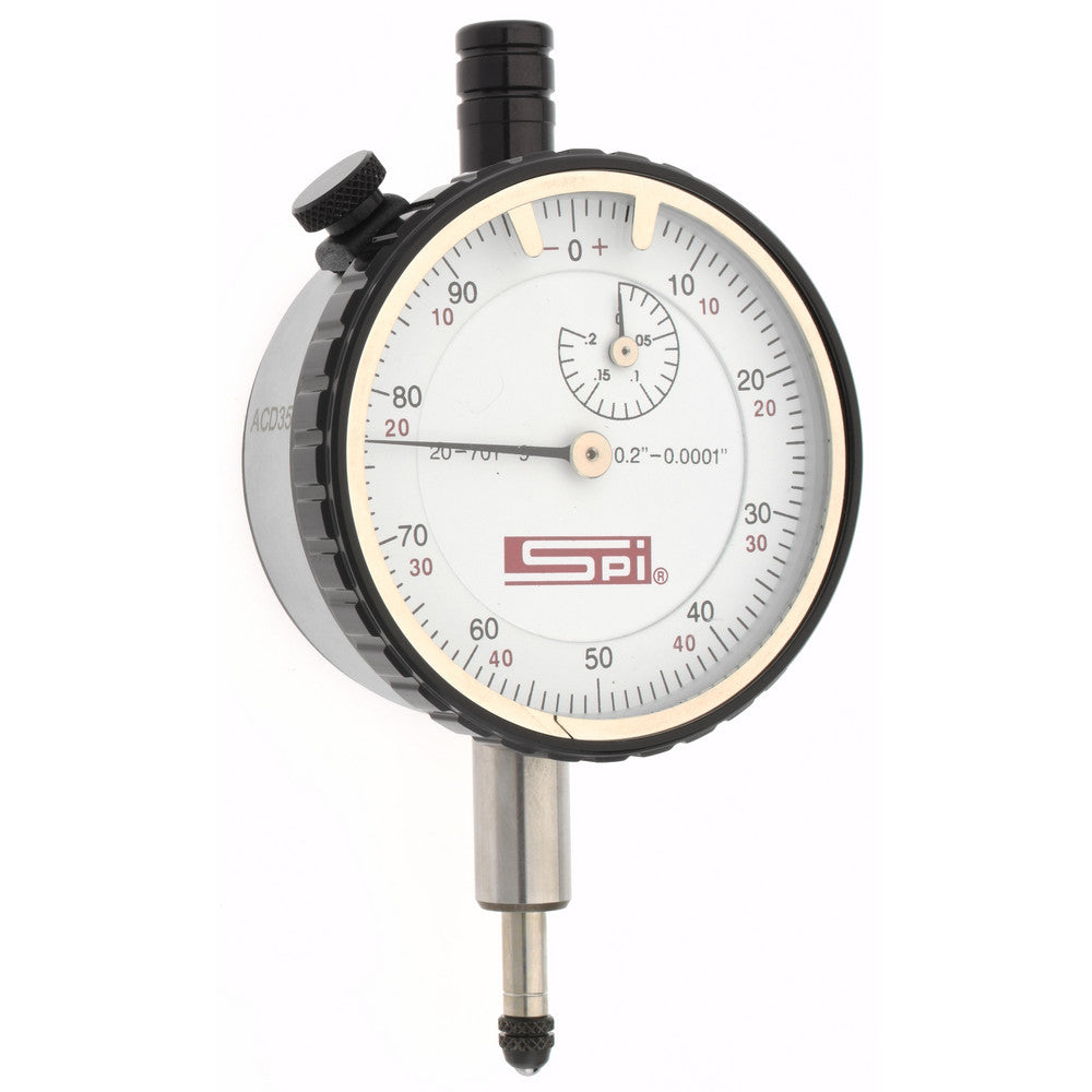 SPI 20-701-9 Dial Drop Indicator 0.2" Range, 0-100 & 0-50-0 Dial Reading, 0.0001" Graduation, 2-1/4" Dial Dia