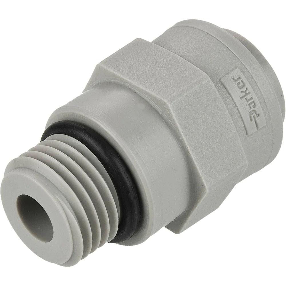 Parker A6ST9-MG Push-To-Connect Tube Fitting Connector, Straight, 9/16-18 Thread, 3/8" OD
