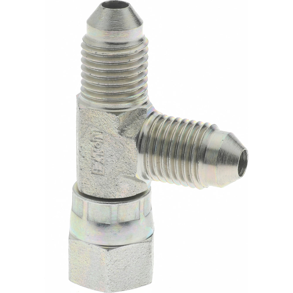 Eaton 203102-4-4S Steel Flared Tube Swivel Nut Run Tee 1/4" OD, 7/16-20 Thread, 37 deg Flared Angle