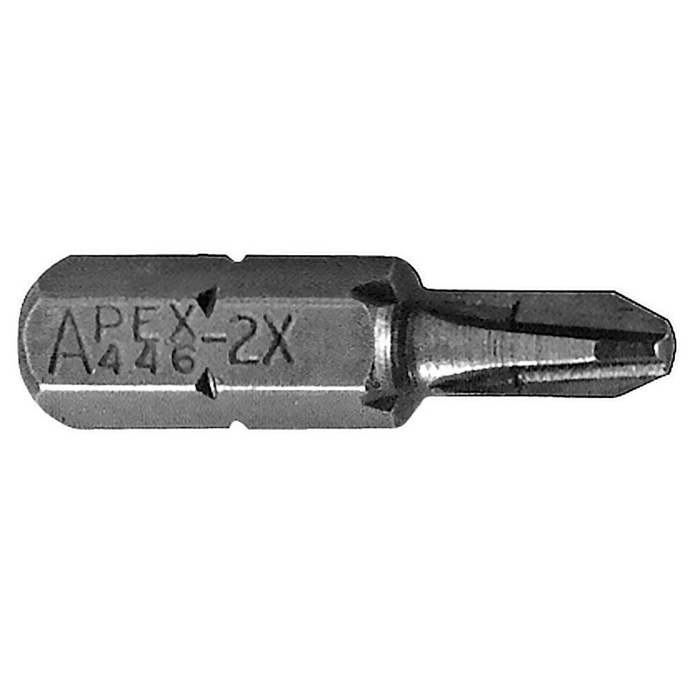 Apex 446-2X Phillips Screwdriver Insert Bit #2 Point, 1/4" Drive, 1" OAL