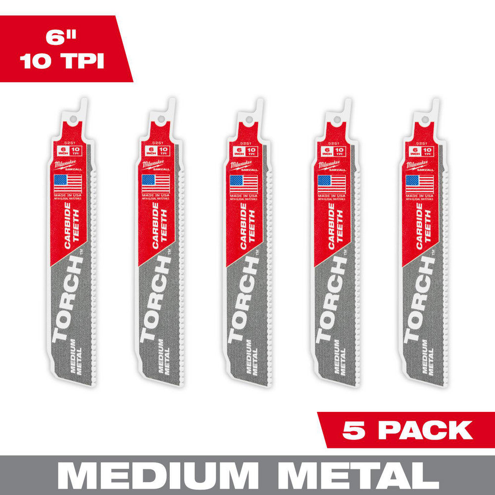 Milwaukee Tool 48-00-5551 Reciprocating Saw Blades Blade Material Carbide Blade Length (Inch) 6 Blade Width (Inch) 1 Teeth Per Inch 10 Blade Thickness (Decimal Inch) 0.0500 Profile Shape Straight