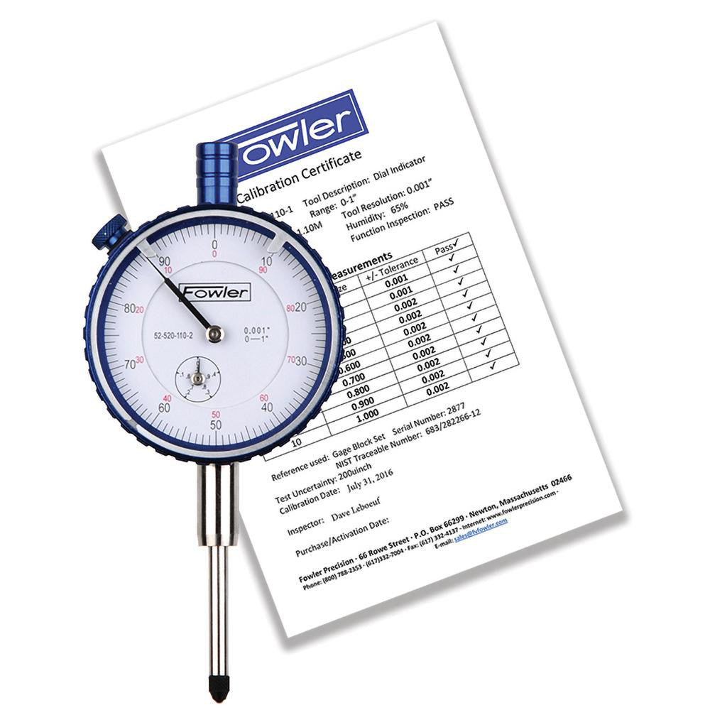 Fowler 52-520-110-2 Dial Drop Indicator 1.0000" Max Measurement, 0-100 Dial Reading