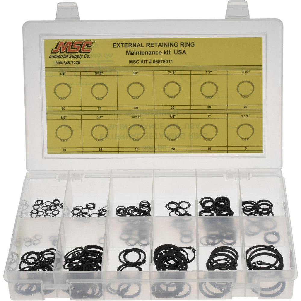 Nova Fasteners Co.Inc. NFC-KIT248 300 Piece, 1/4 to 1-1/4", Steel, Snap External Retaining Ring Assortment