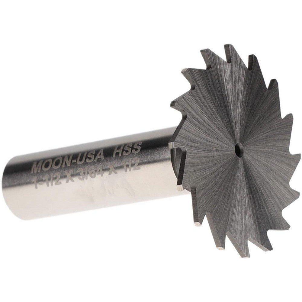 MOON CUTTERS CO. NWKY15-364 Woodruff Keyseat Cutter 1.5" Cut Dia, 0.0469" Cut Width, 1/2" Shank Dia, Straight Tooth