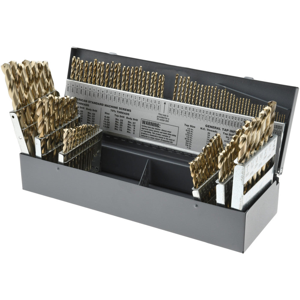 Titan USA MS99163 Drill Bit Set Jobber Length Drill Bits, 115 Pc, 0.0625" to 0.5000" Drill Bit Size, 135 deg, Cobalt