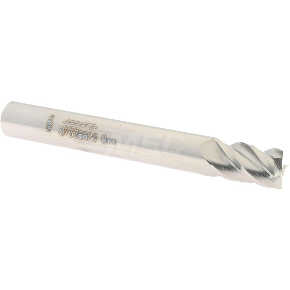 Accupro 07336829 Square End Mill 0.315'' Dia, 0.4724'' LOC, 4 Flutes, Solid Carbide