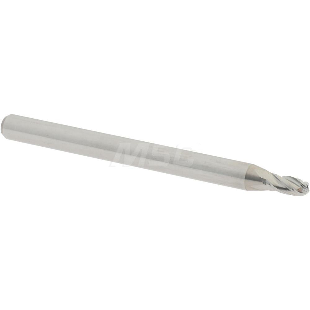 Accupro 07337884 Ball End Mill 0.0787" Dia, 0.1575" LOC, 4 Flute, Solid Carbide